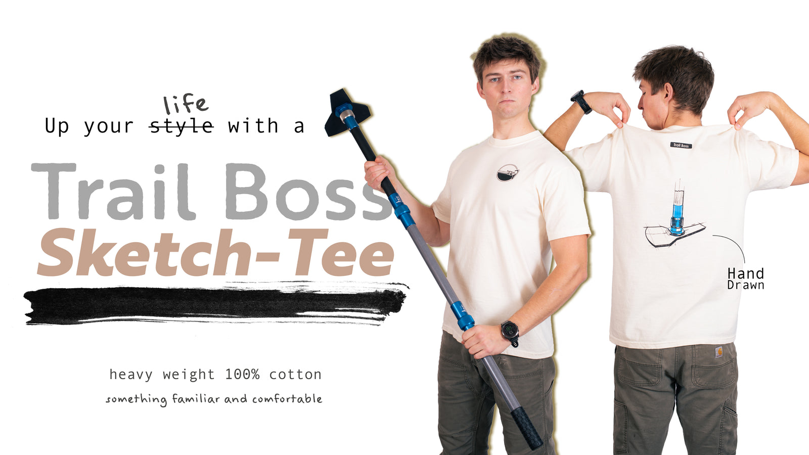 Andy Ford poses with Trail boss tool wearing the new trail boss t-shirt